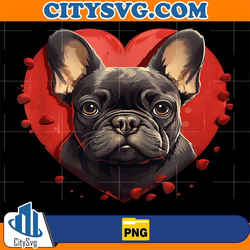 French Bulldog Valentines Day Heart Holiday Dog Png CitySvg
