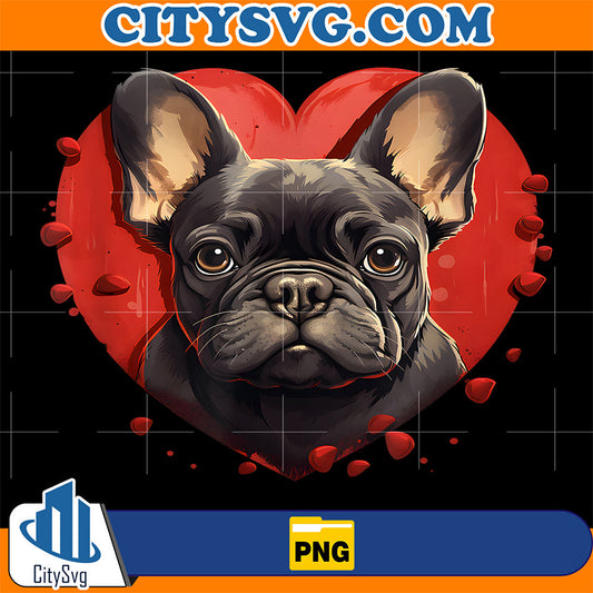 French Bulldog Valentines Day Heart Holiday Dog Png CitySvg