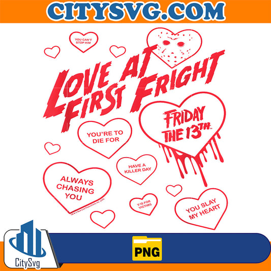 Friday The 13th Love At First Fright Valentine's Day Hearts Png CitySvg