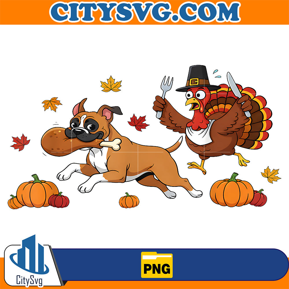 Funny Boxer Dog Turkey Autumn Thanksgiving Png CitySvg