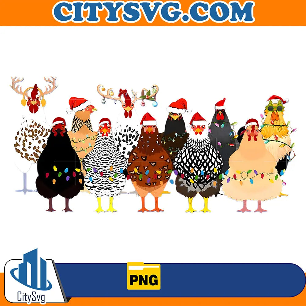 FunnyChickensWithSantaChristmasPng