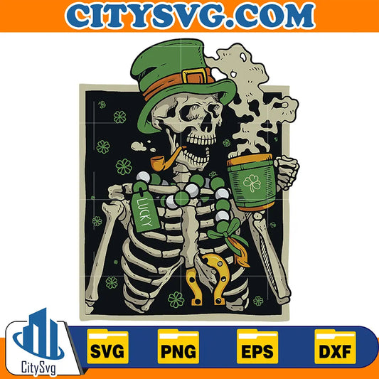 FunnyIrishLuckySkeletonStPatricksDaySvg
