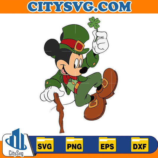 FunnyMickeyMouseStPatricksDayShamrockSvg