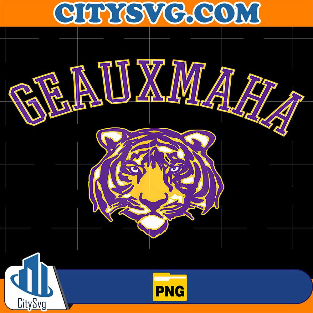 Geauxmaha-2025-Gold-And-Purple-Tiger-Png