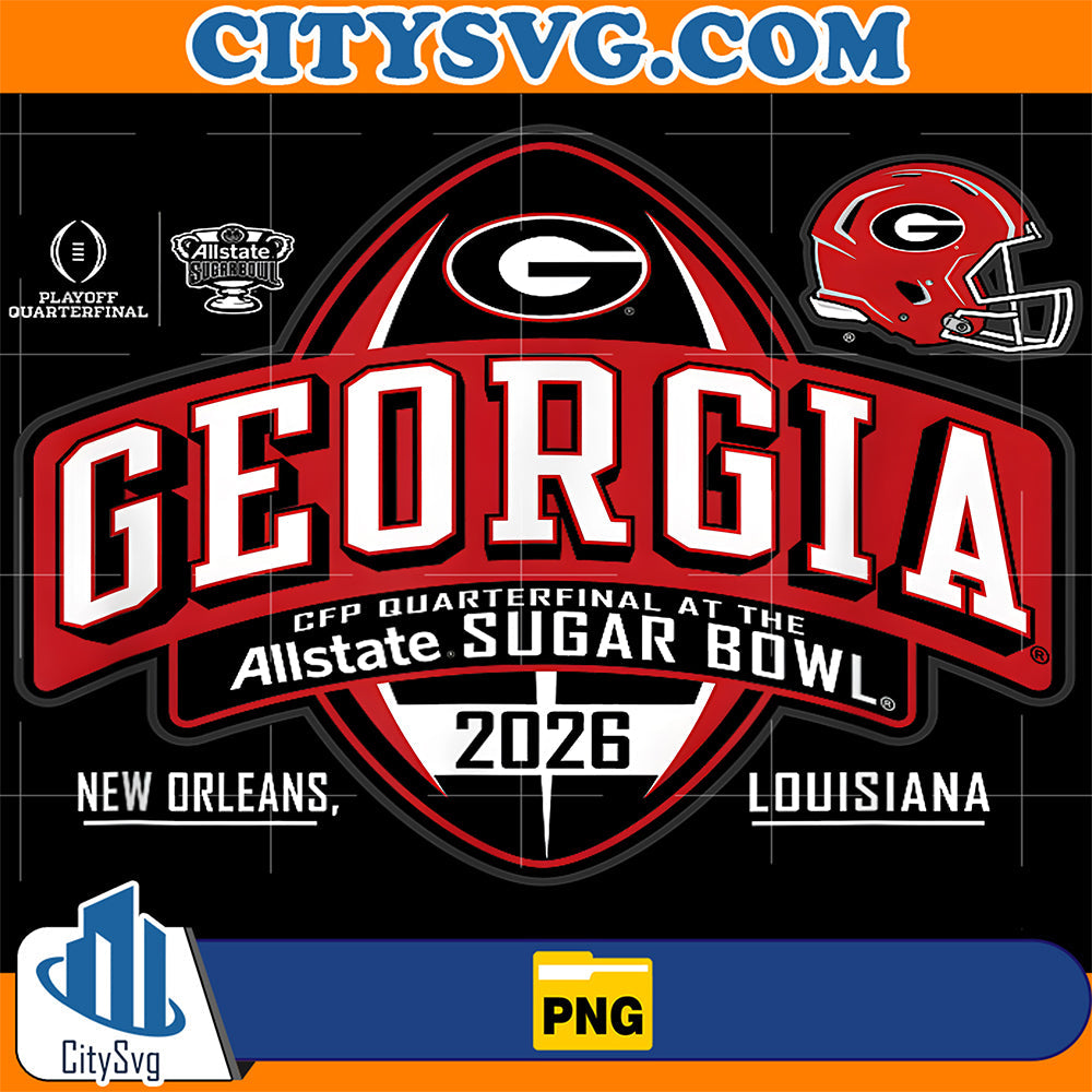Georgia Bulldogs Sugar Bowl 2025-2026 CFP Quarterfinal Black Png CitySvg