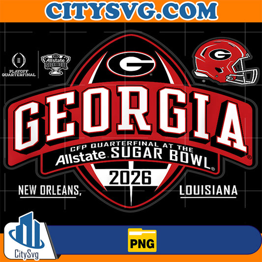 Georgia Bulldogs Sugar Bowl 2025-2026 CFP Quarterfinal Black Png CitySvg