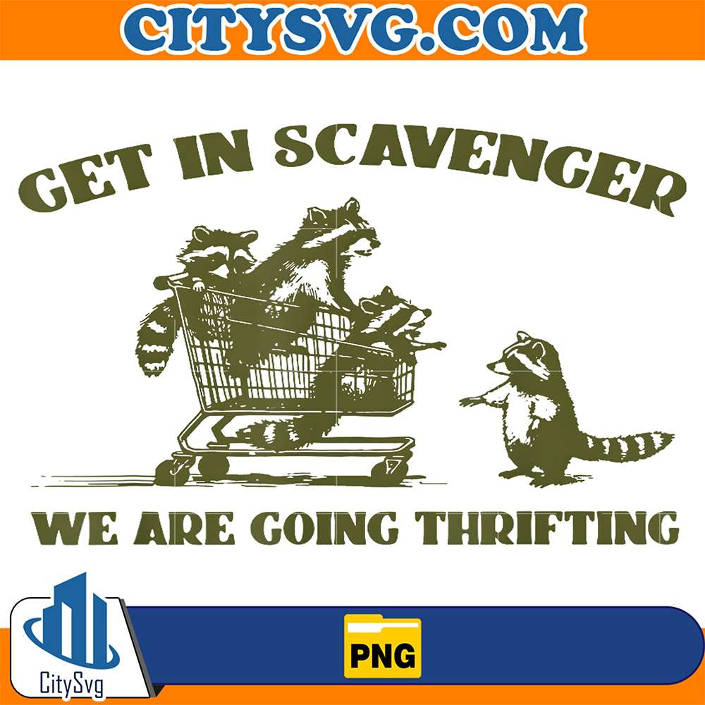 Get-In-Scavenger-We-re-Going-Thrifting-Raccoon-Driving-Car-Png