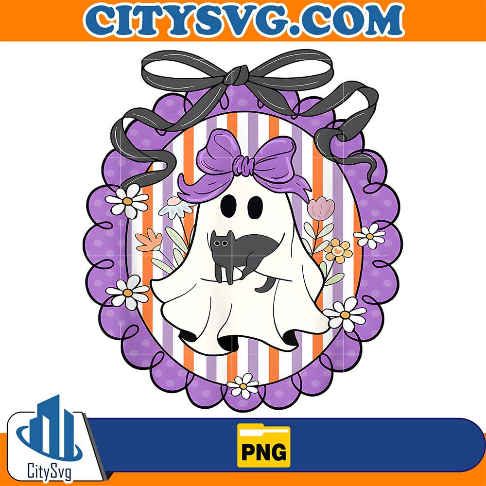 Ghost-Black-Cat-Coquette-Bow-Spooky-Season-Halloween-Png