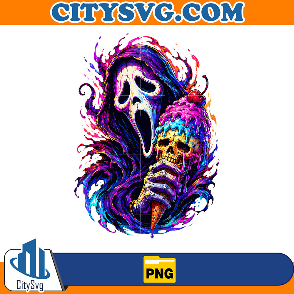 Ghost-Face-Ice-Cream-Skull-Png