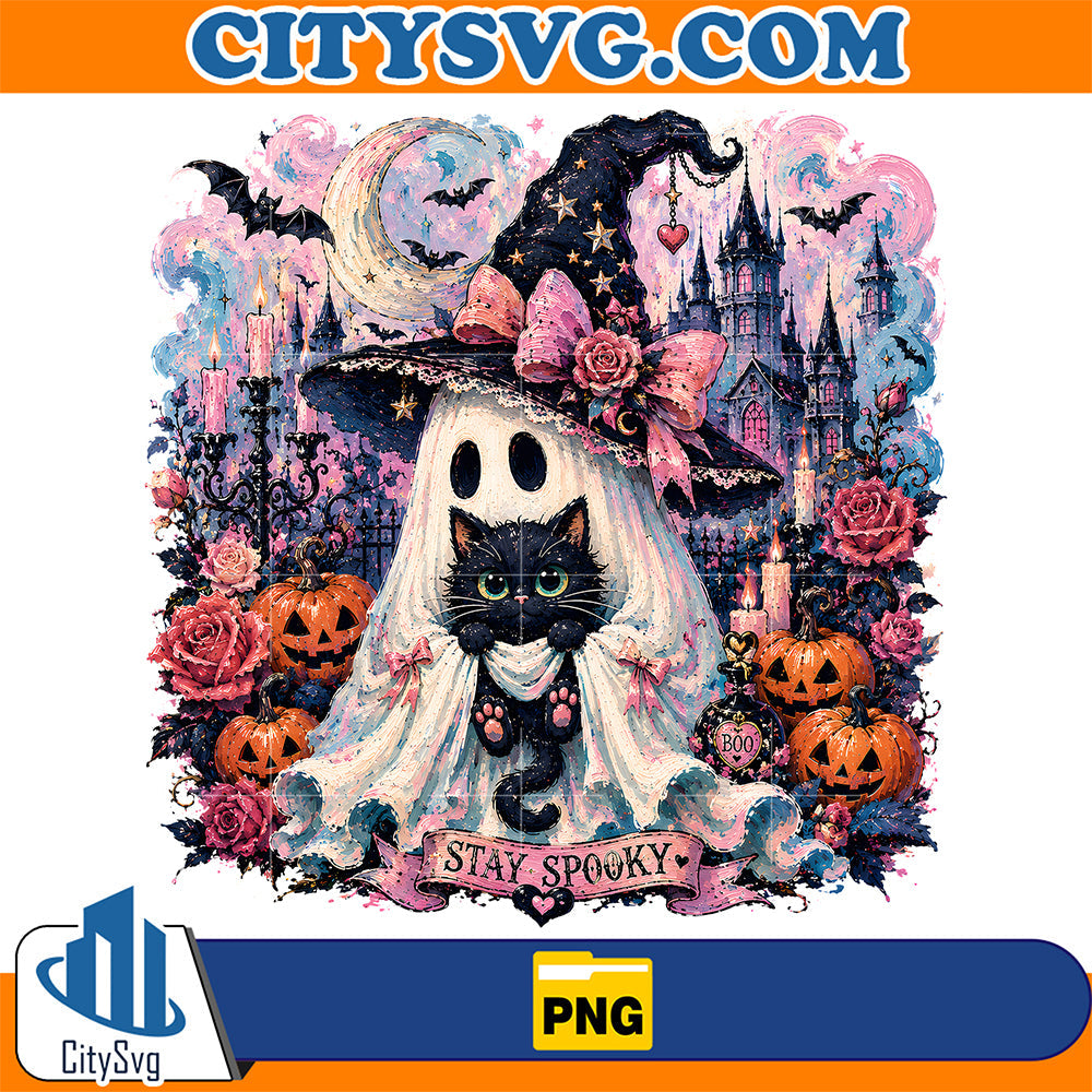 Ghost-With-Black-Cat-Stay-Spooky-Png
