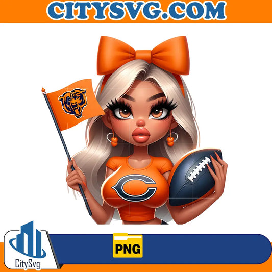 Girl hold flag Chicago Bears Png