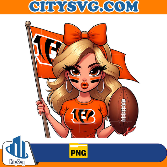 Girl hold flag Cincinnati Bengals Png