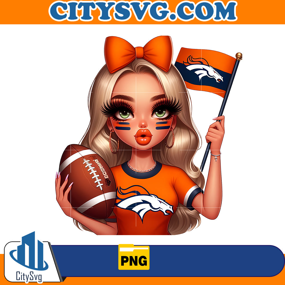 Girl hold flag Denver Broncos Png