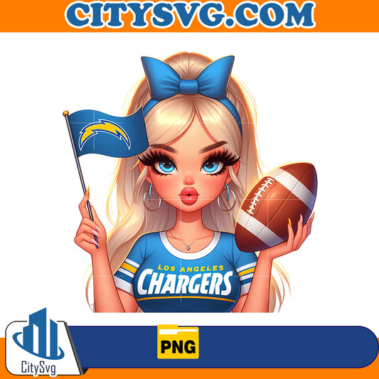 Girl hold flag Los Angeles Chargers Png