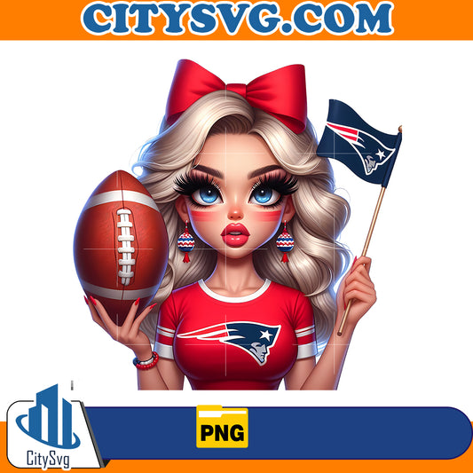 Girl hold flag New England Patriots Png