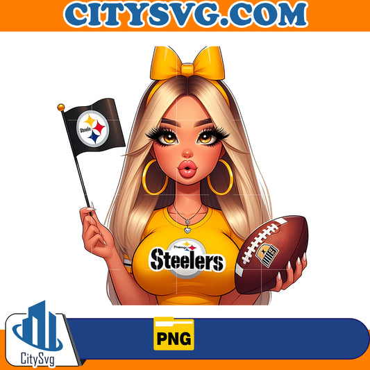 Girl hold flag Pittsburgh Steelers Png