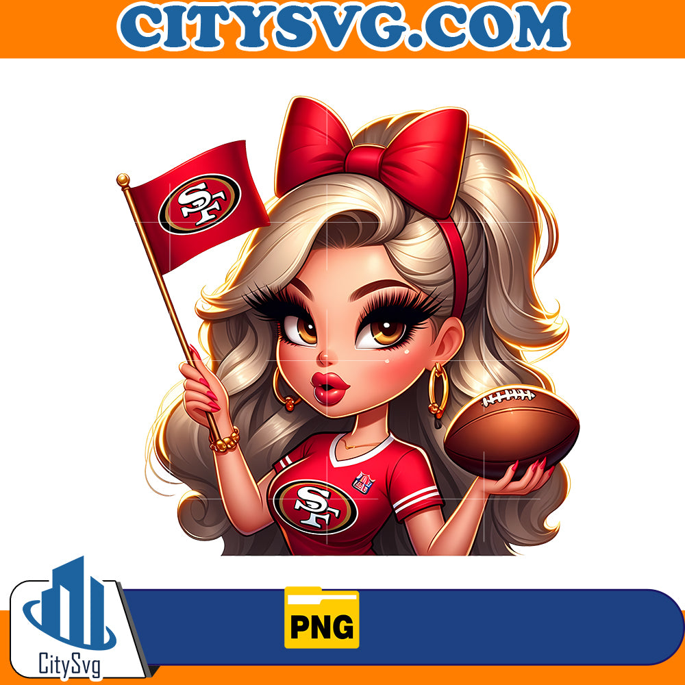 Girl hold flag San Francisco 49ers Png