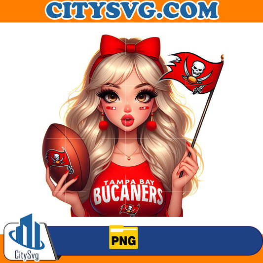 Girl hold flag Tampa Bay Buccaneers Png