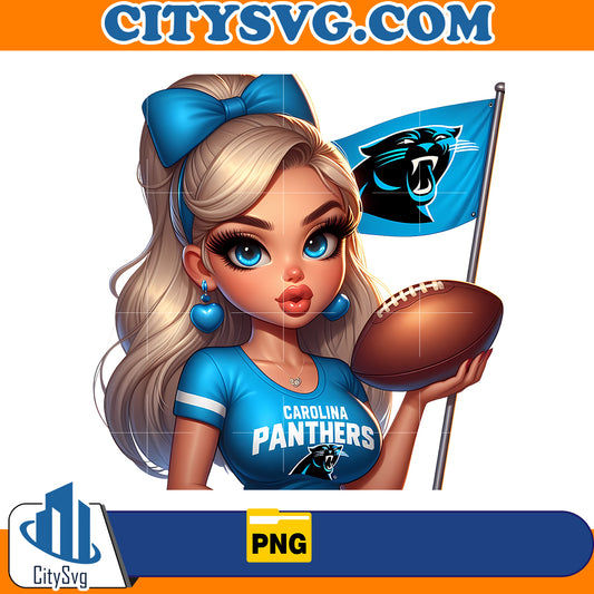 Girl hold flag Carolina Panthers Png