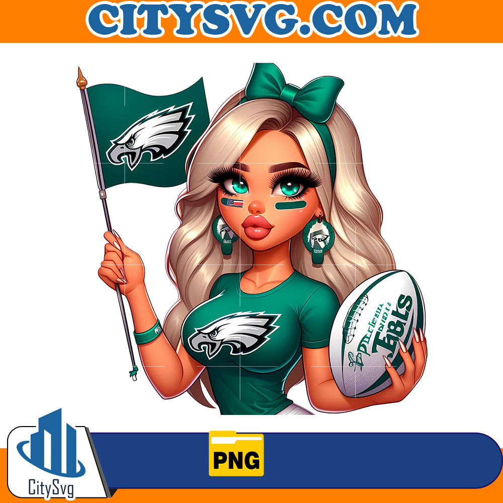 Girl hold flag Philadelphia Eagles Png