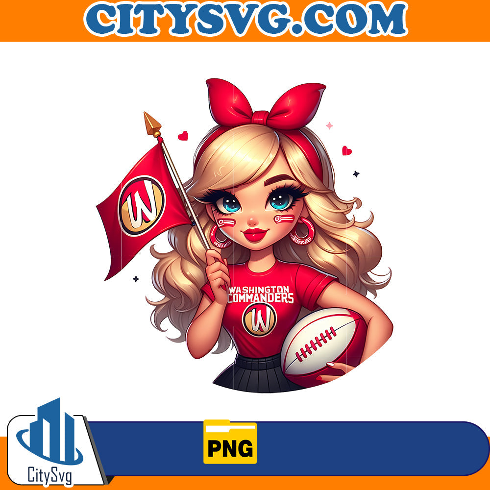 Girl hold flag Washington Commanders Png CitySvg