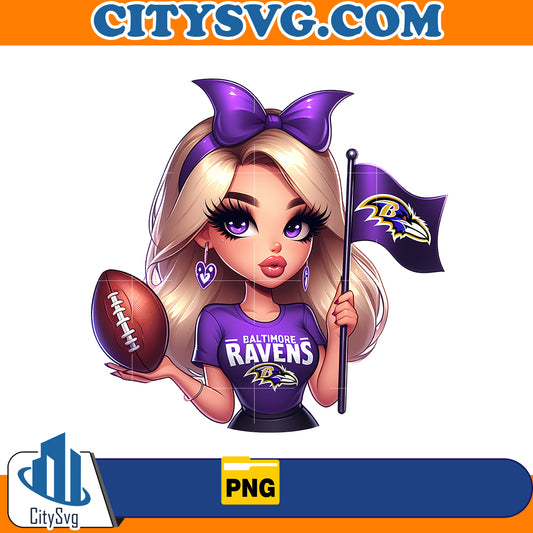 Girl hold flag Baltimore Ravens Png