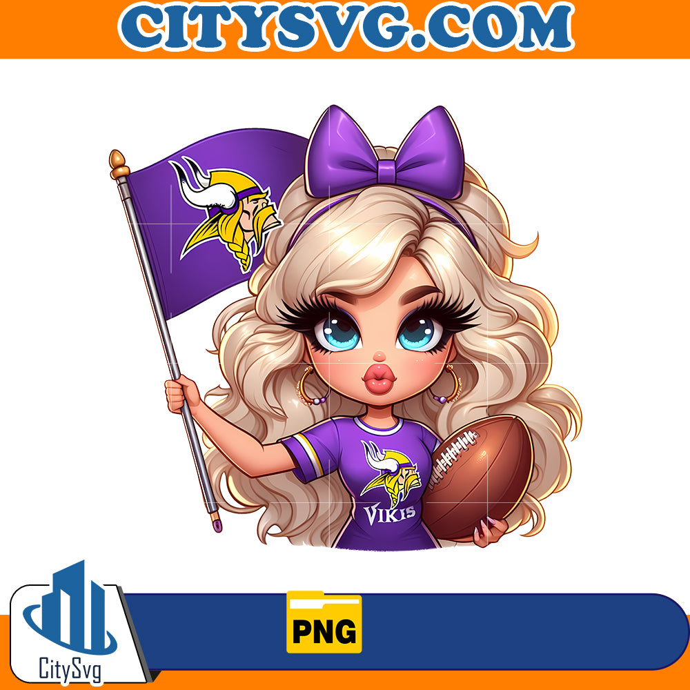 Girl hold flag Minnesota Vikings Png