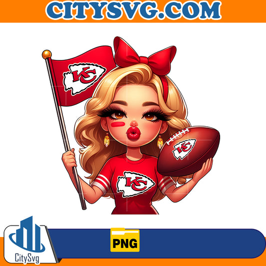 Girl hold flag Kansas City Chiefs Png