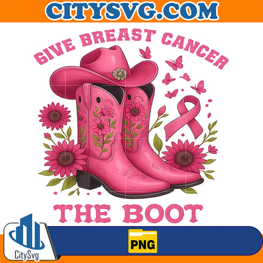 Give-Breast-Cancer-The-Boot-Floral-Pink-Cowboy-Png