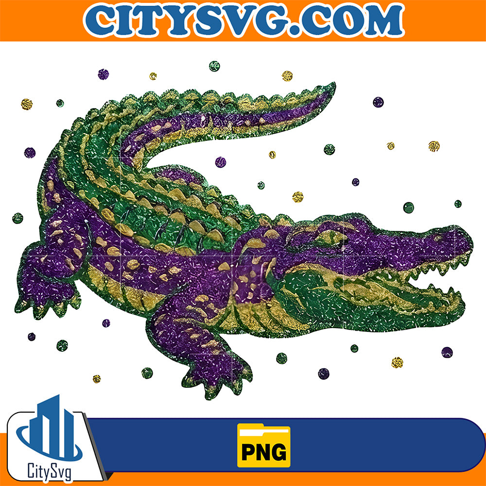 Glitter-Alligator-Mardi-Gras-Png
