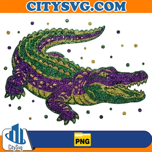 Glitter-Alligator-Mardi-Gras-Png
