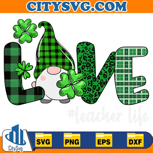GnomeTeacherStPatricksDayLoveSvg