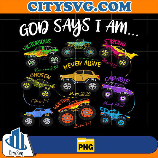 God-Says-I-Am-Christian-Easter-Truck-Religious-Boys-Kids-Png