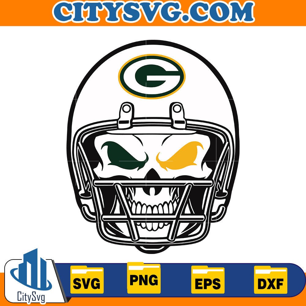 Skull Green Bay Packers Svg