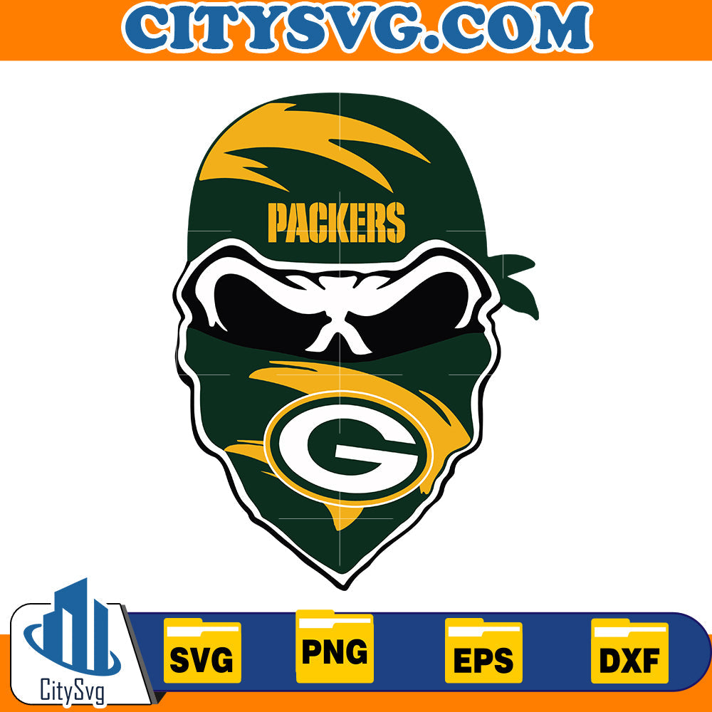 Skull Green Bay Packers Svg