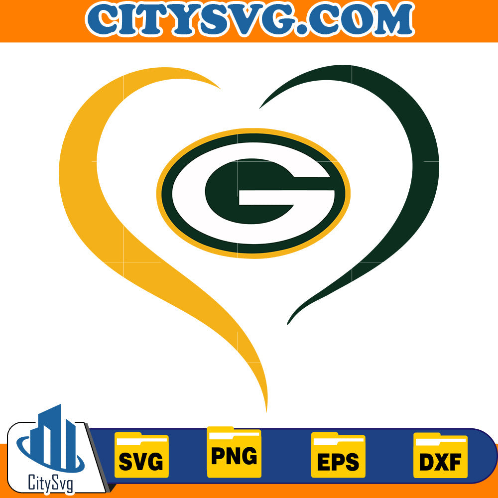 Heart Green Bay Packers Svg