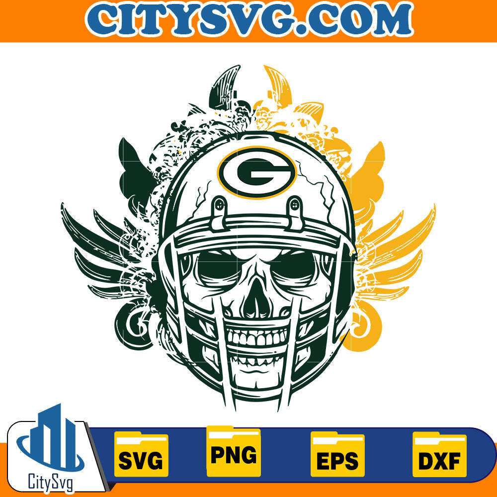 Skull Green Bay Packers Svg