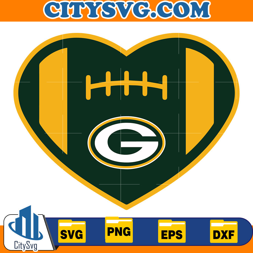 Heart Green Bay Packers Svg