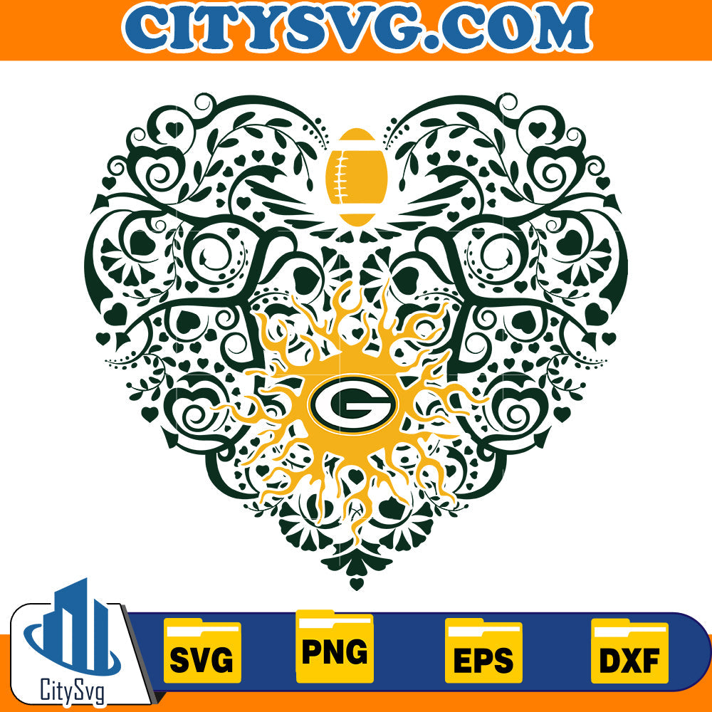 Heart Green Bay Packers Svg