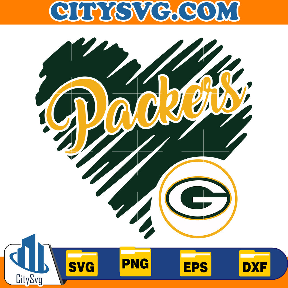 Heart Green Bay Packers Svg