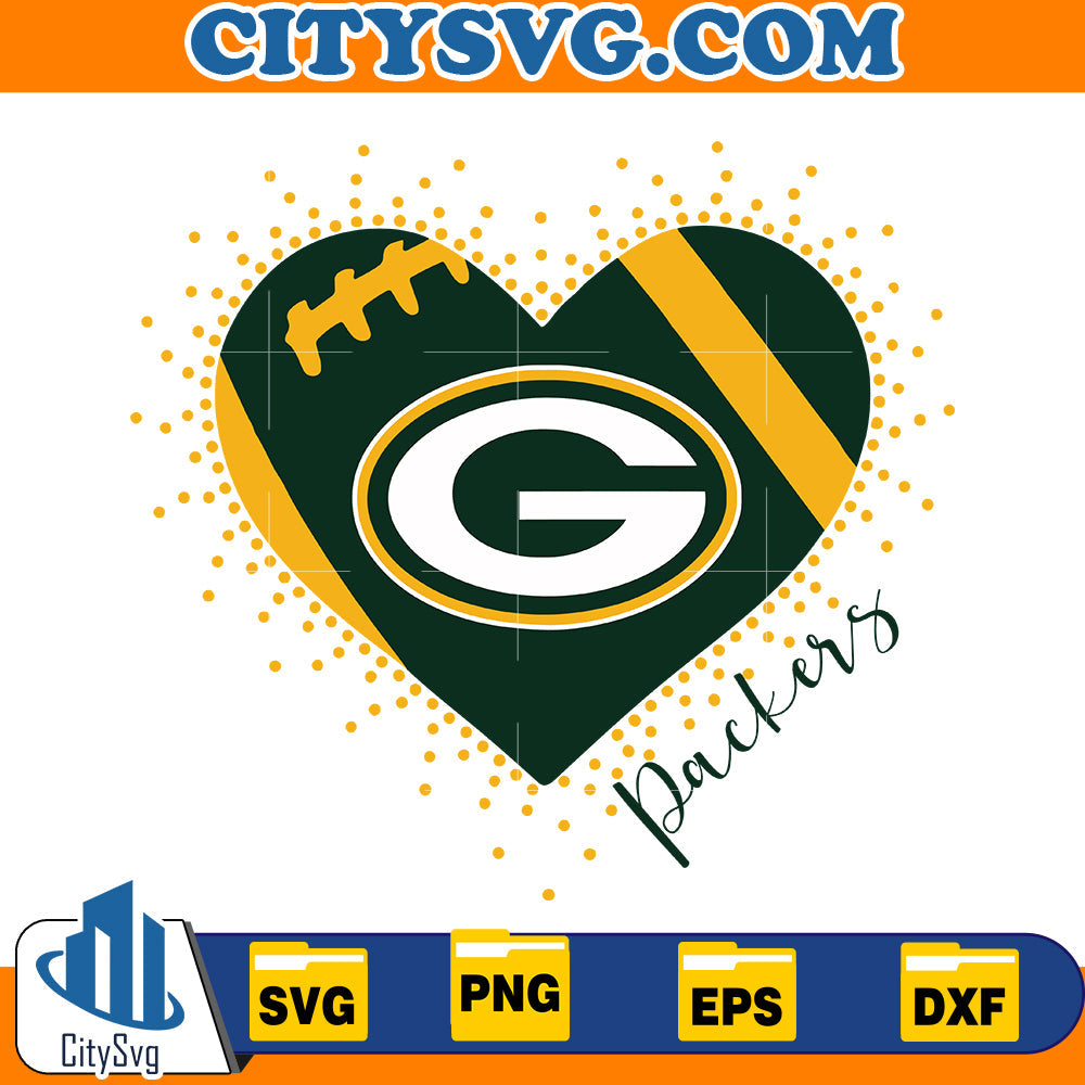 Heart Green Bay Packers Svg