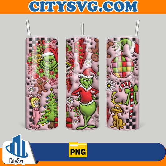 Grinch3DInflatedChristmas20ozSkinnyTumblerPng