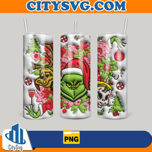 Grinch3DInflatedChristmas20ozSkinnyTumblerPng1