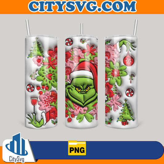 Grinch3DInflatedChristmas20ozSkinnyTumblerPng2