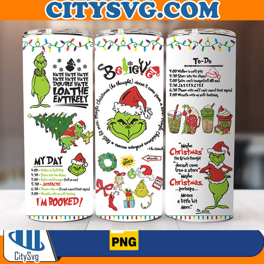 GrinchBelieve3DInflatedChristmas20ozSkinnyTumblerPng