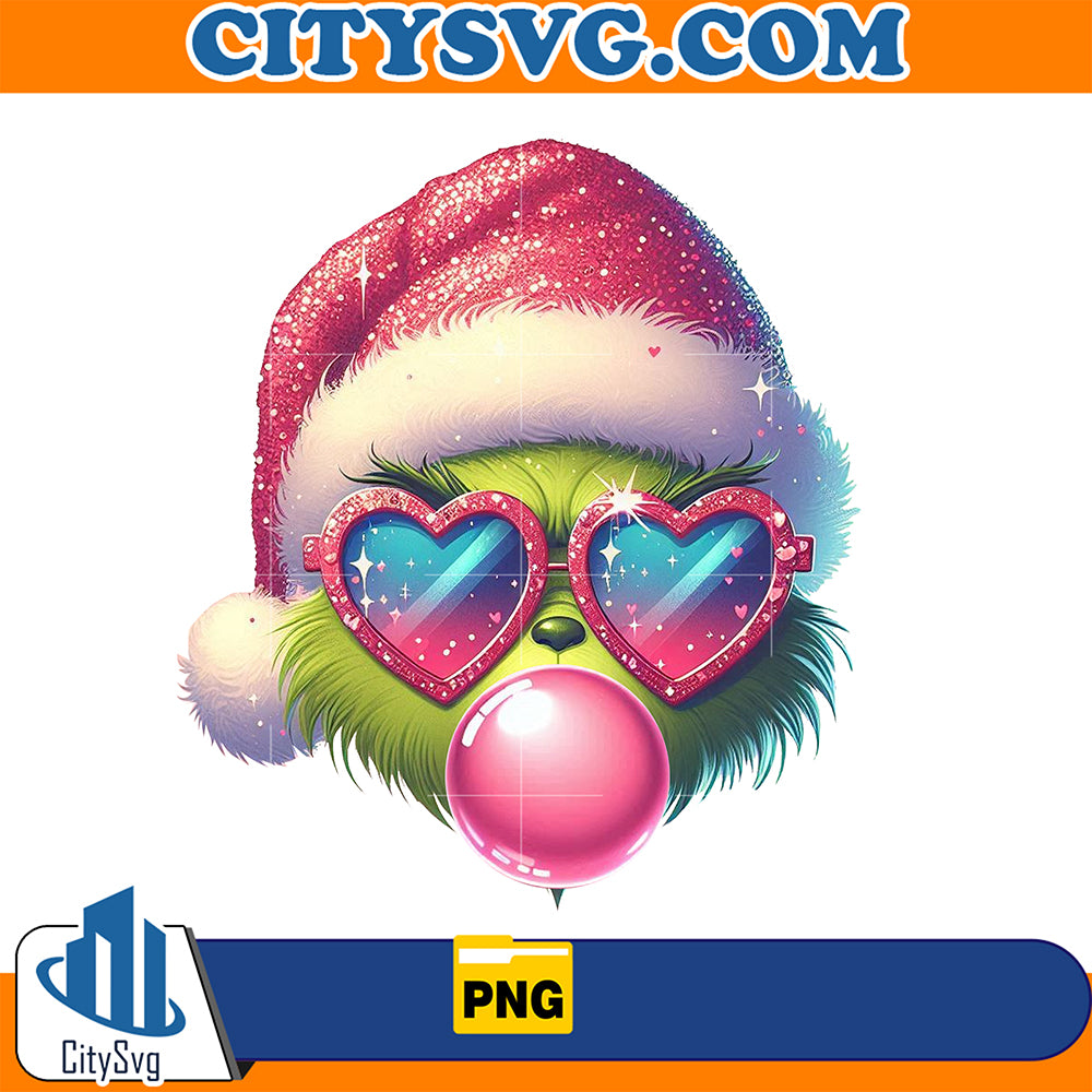 GrinchBlowingBubbleValentinePng