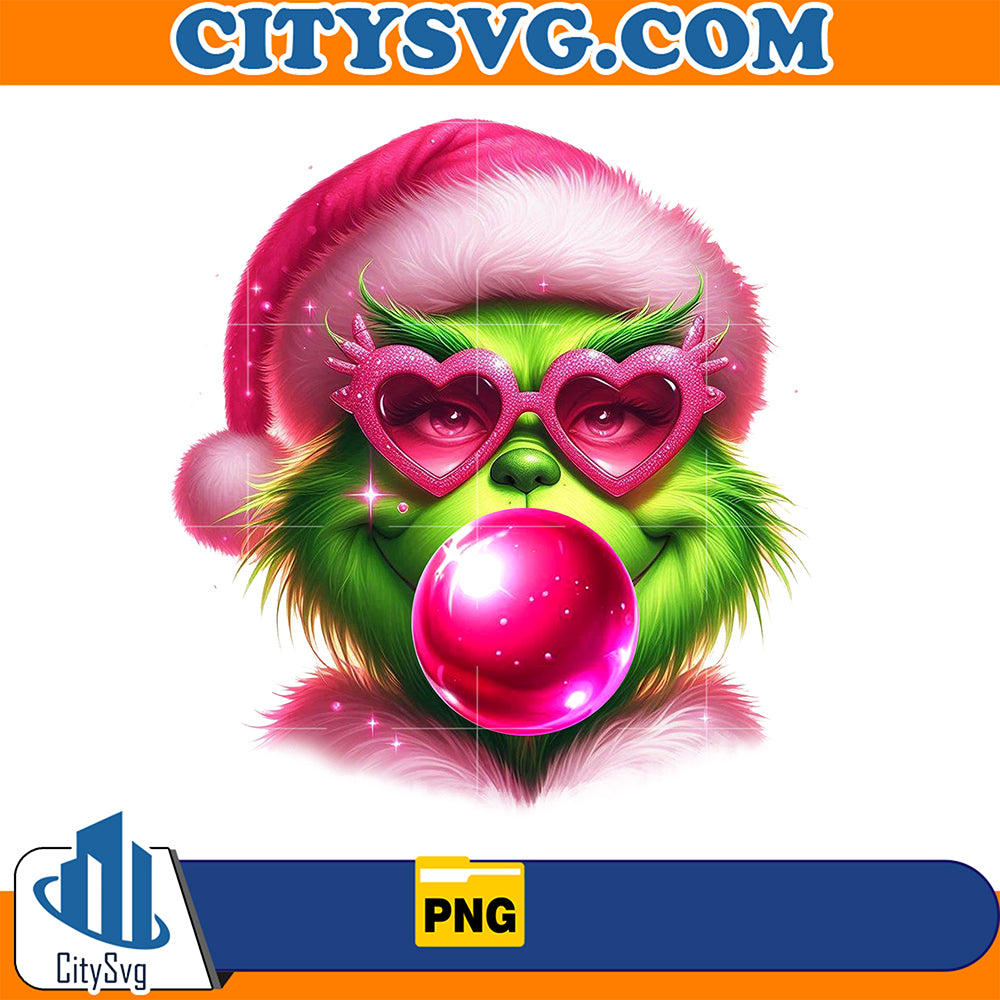 GrinchBlowingBubbleValentinePng_3