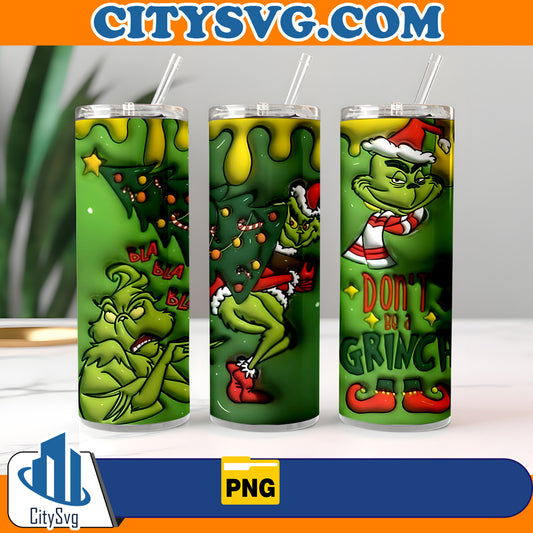 GrinchCharacters20oz3DInflatedTumblerWrapChristmasPng