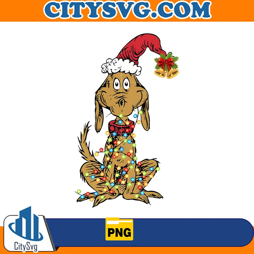 GrinchDogMaxChristmasLightsPng