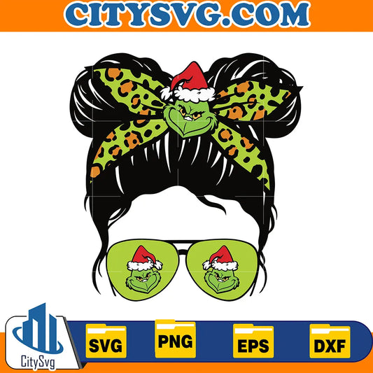 GrinchGlassesChristmasLeopardSvg